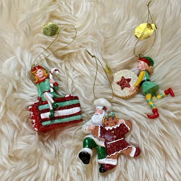 VTG Set Of 3 Danbury Mint Santa’s Kitchen Elves Christmas Ornaments Collectible - Picture 16 of 16